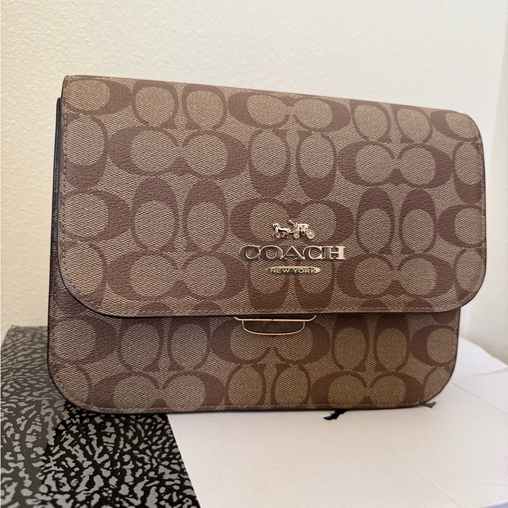 Coach Tan Signature Crossbody Bag with matching wallet